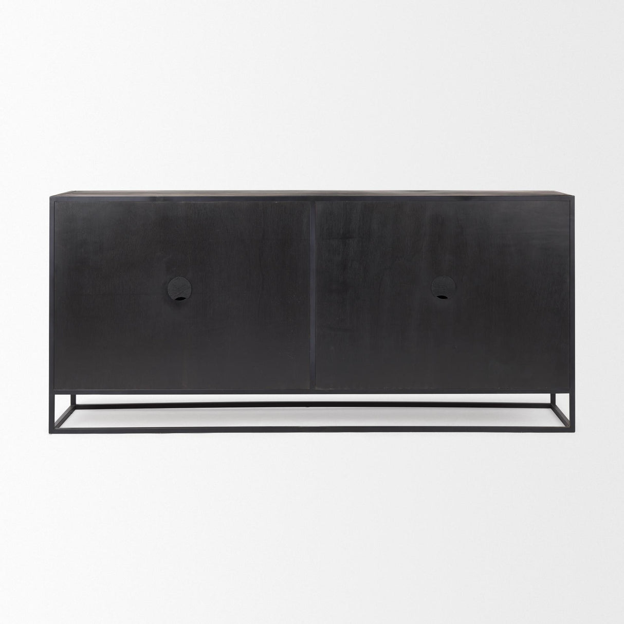 Mercana Sloan 80.0L x 17.0W x 36.0H Black Wood W/Black Metal Frame Sideboard