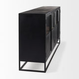 Mercana Sloan 80.0L x 17.0W x 36.0H Black Wood W/Black Metal Frame Sideboard