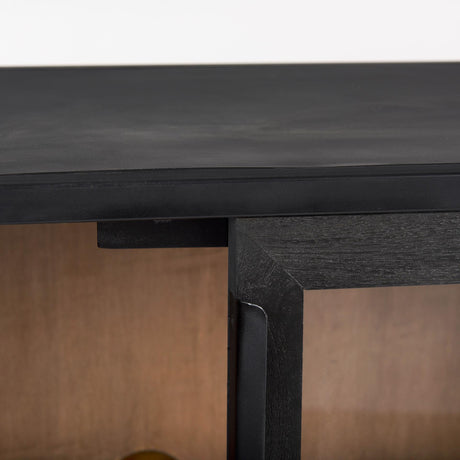 Mercana Sloan Black Wood W/Black Metal Frame Accent Cabinet
