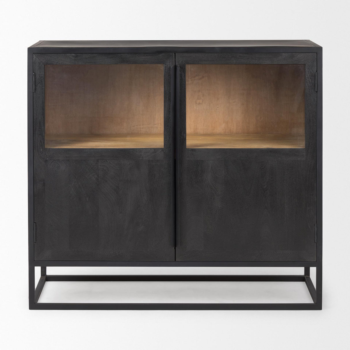 Mercana Sloan Black Wood W/Black Metal Frame Accent Cabinet