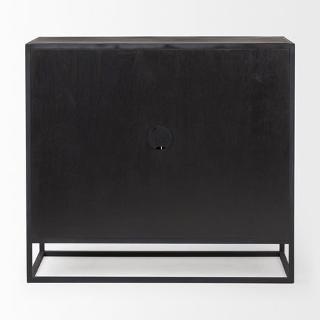 Mercana Sloan Black Wood W/Black Metal Frame Accent Cabinet