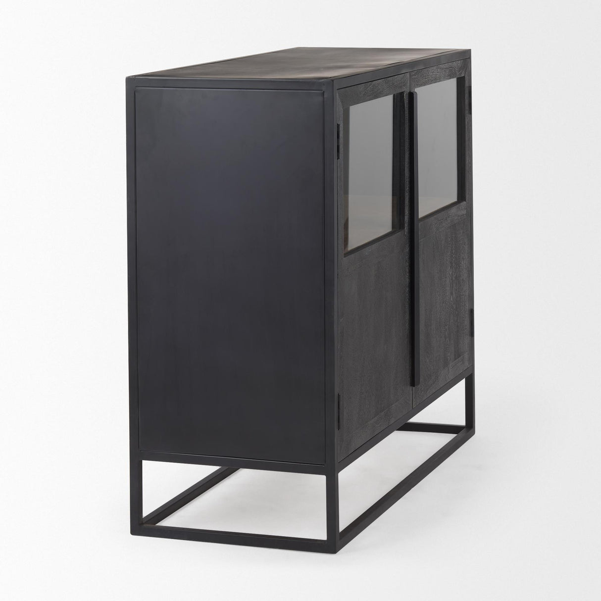 Mercana Sloan Black Wood W/Black Metal Frame Accent Cabinet