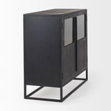 Mercana Sloan Black Wood W/Black Metal Frame Accent Cabinet