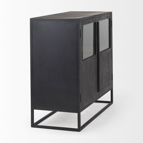Mercana Sloan Black Wood W/Black Metal Frame Accent Cabinet