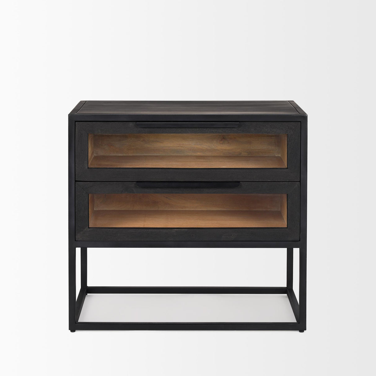 Mercana Sloan Black Wood W/Black Metal Frame Side Table