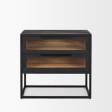 Mercana Sloan Black Wood W/Black Metal Frame Side Table