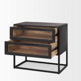 Mercana Sloan Black Wood W/Black Metal Frame Side Table