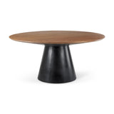 Mercana Mitchell Black Metal Pedestal Base with Brown Wood Top Dining Table 63.0L x 63.0W x 30.0H