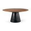 Mercana Mitchell Black Metal Pedestal Base with Brown Wood Top Dining Table 63.0L x 63.0W x 30.0H