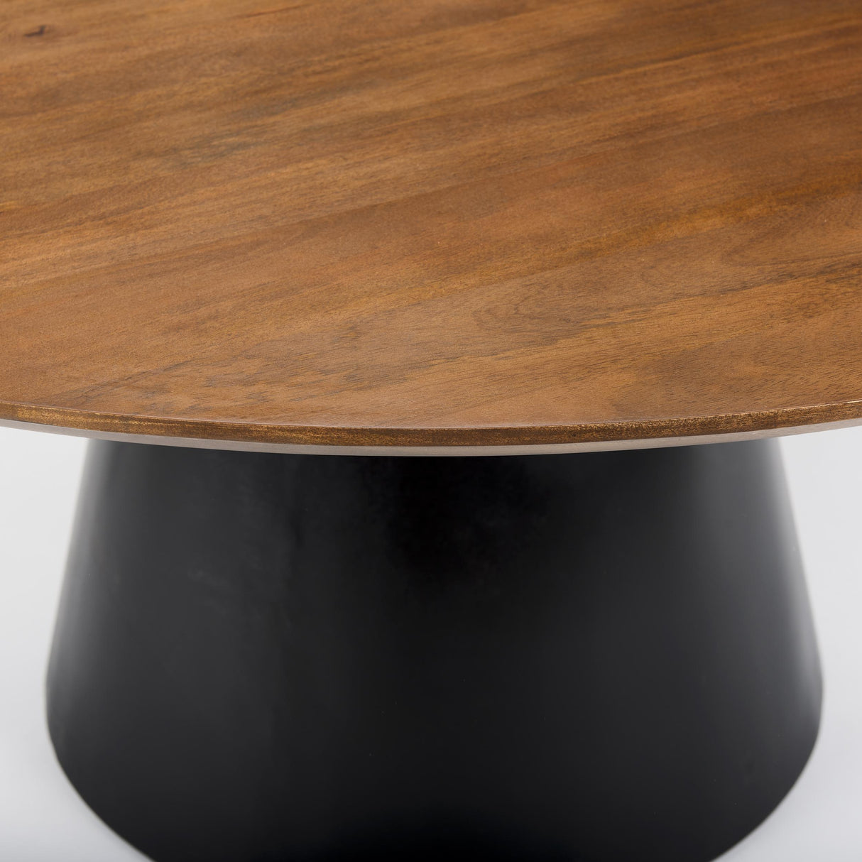 Mercana Mitchell Black Metal Pedestal Base with Brown Wood Top Dining Table 63.0L x 63.0W x 30.0H