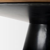 Mercana Mitchell Black Metal Pedestal Base with Brown Wood Top Dining Table 63.0L x 63.0W x 30.0H
