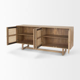 Mercana Grier 72.0L x 18.75W x 31.5H Light Brown Solid Wood W/Cane Sideboard