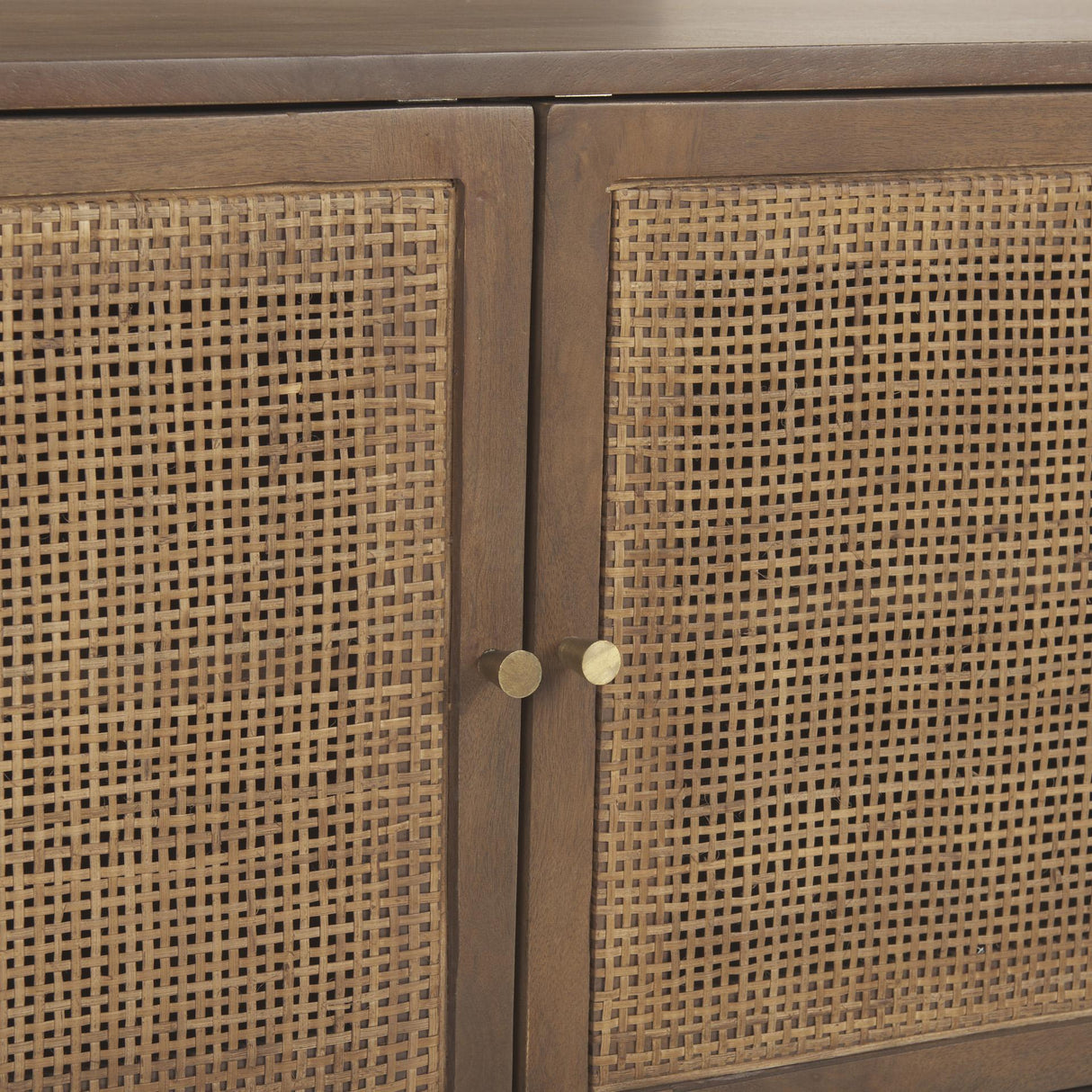 Mercana Grier 65.0L x 18.75W x 23.0H Medium Brown Solid Wood W/Cane Media Console