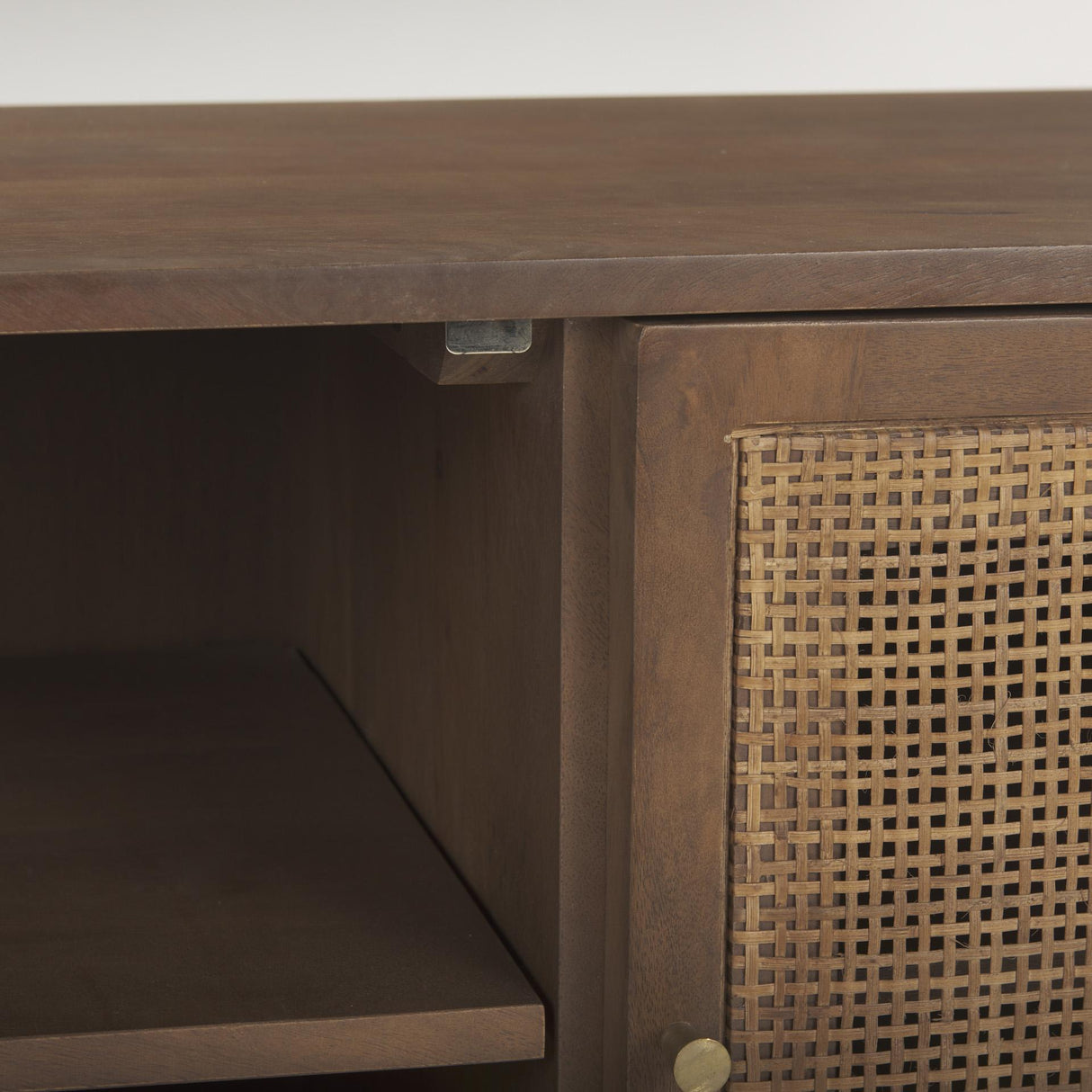 Mercana Grier 65.0L x 18.75W x 23.0H Medium Brown Solid Wood W/Cane Media Console