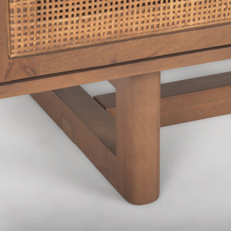 Mercana Grier 65.0L x 18.75W x 23.0H Medium Brown Solid Wood W/Cane Media Console