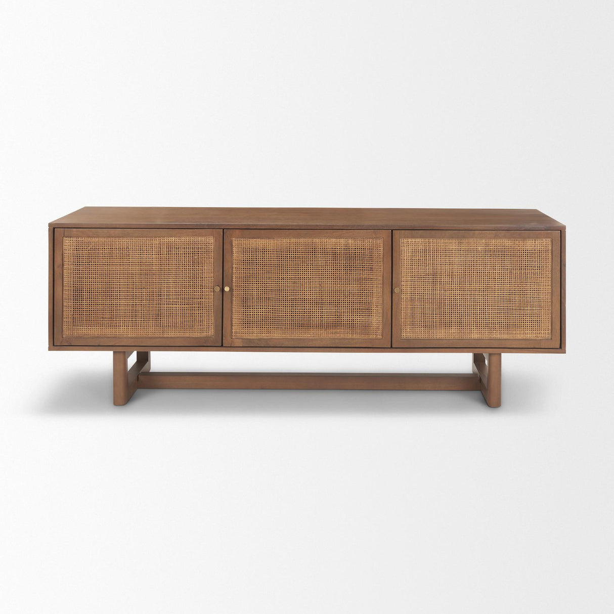 Mercana Grier 65.0L x 18.75W x 23.0H Medium Brown Solid Wood W/Cane Media Console