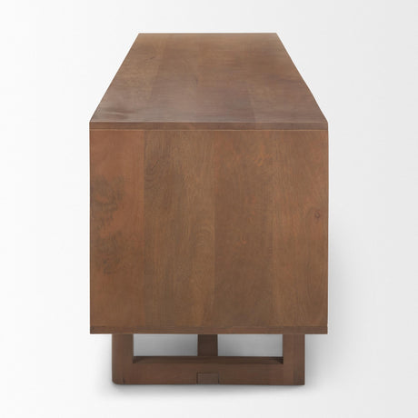 Mercana Grier 65.0L x 18.75W x 23.0H Medium Brown Solid Wood W/Cane Media Console