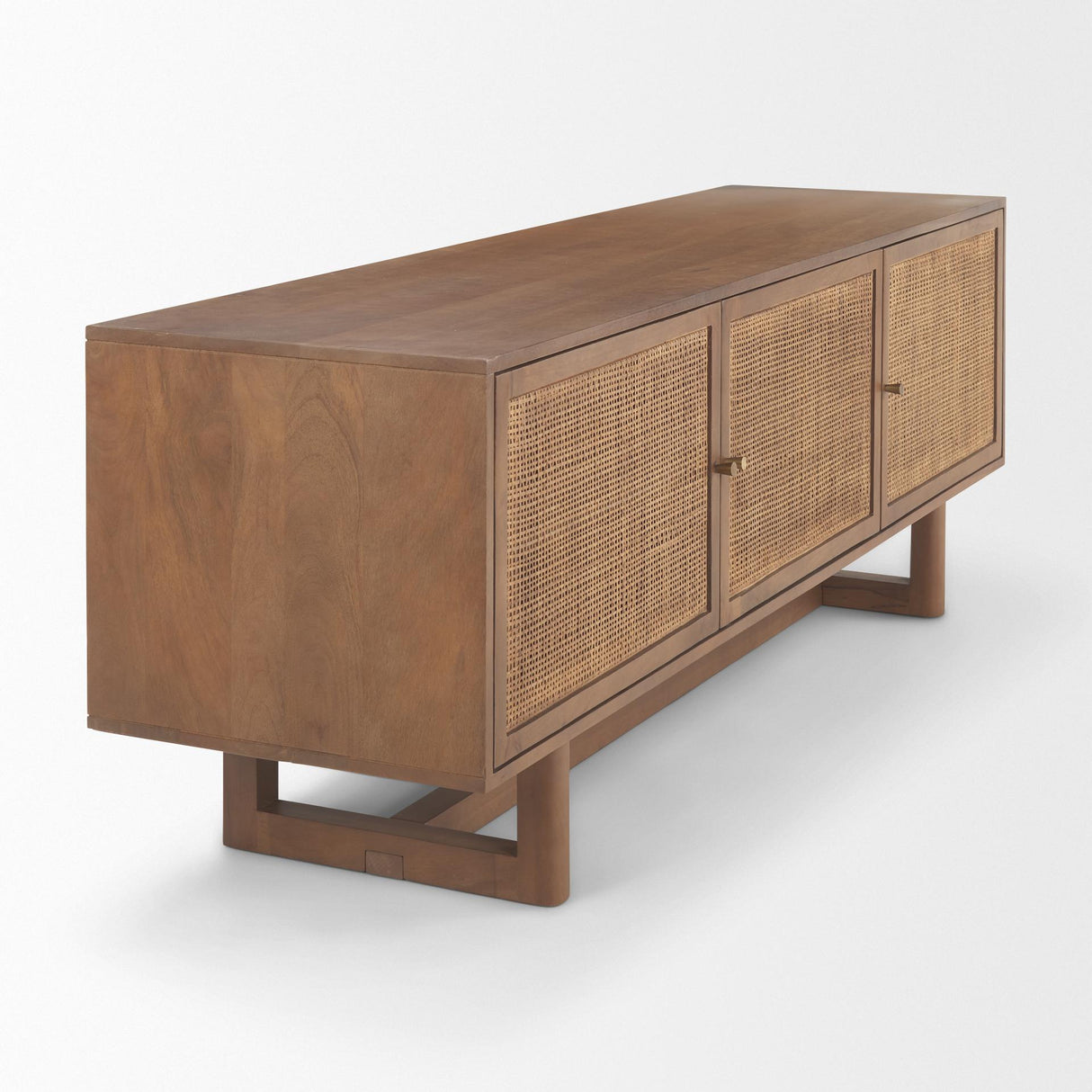 Mercana Grier 65.0L x 18.75W x 23.0H Medium Brown Solid Wood W/Cane Media Console