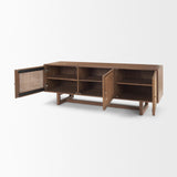 Mercana Grier 65.0L x 18.75W x 23.0H Medium Brown Solid Wood W/Cane Media Console