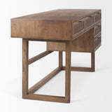 Mercana Grier 60.0L x 22.75W x 30.5H Medium Brown Solid Wood W/Cane Office Desk