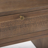 Mercana Grier 60.0L x 22.75W x 30.5H Medium Brown Solid Wood W/Cane Office Desk