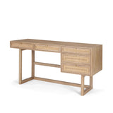 Mercana Grier 62.0L x 22.0W x 30.0H Light Brown Solid Wood W/Cane Office Desk
