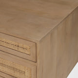 Mercana Grier 60" Light Brown Solid Wood W/Cane Office Desk