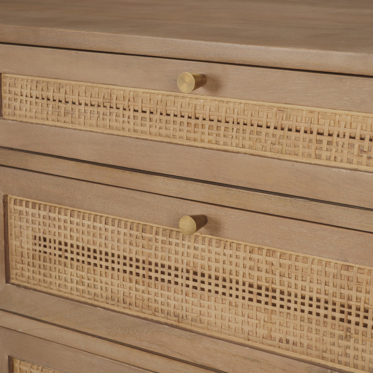 Mercana Grier 60" Light Brown Solid Wood W/Cane Office Desk