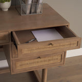 Mercana Grier 60" Light Brown Solid Wood W/Cane Office Desk