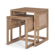 Mercana Grier Set of 2 Light Brown Solid Wood w/ Cane Nesting Accent Tables
