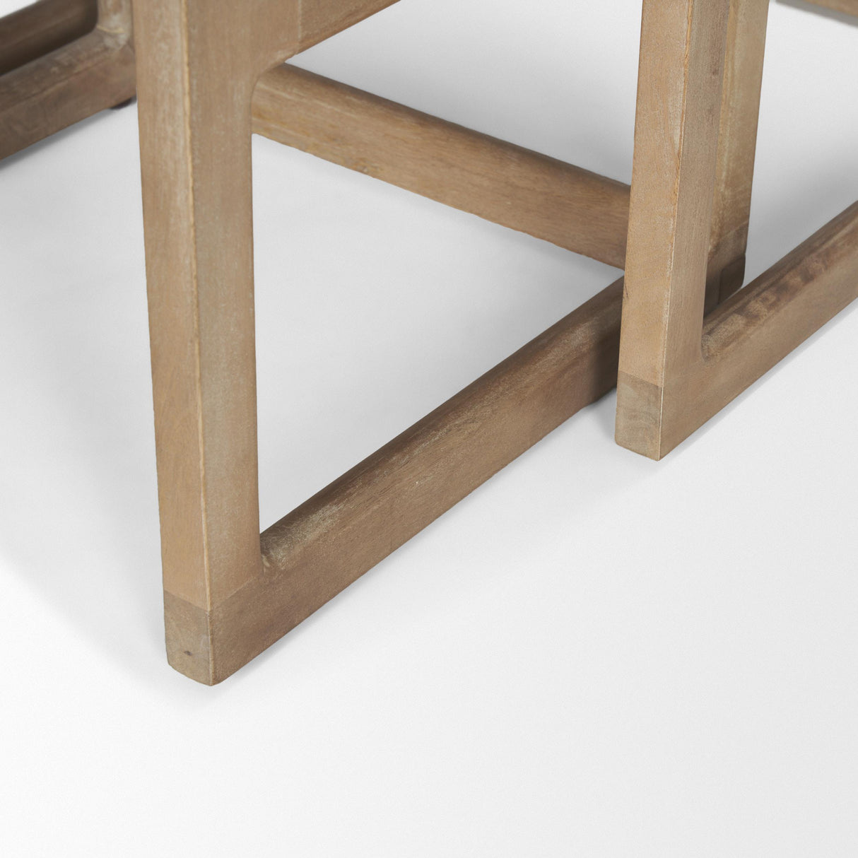 Mercana Grier Set of 2 Light Brown Solid Wood w/ Cane Nesting Accent Tables