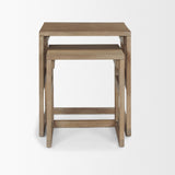 Mercana Grier Set of 2 Light Brown Solid Wood w/ Cane Nesting Accent Tables