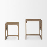 Mercana Grier Set of 2 Light Brown Solid Wood w/ Cane Nesting Accent Tables