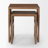 Mercana Grier Set of 2 Medium Brown Solid Wood w/ Cane Nesting Accent Tables