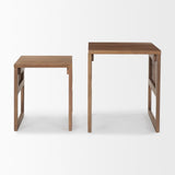 Mercana Grier Set of 2 Medium Brown Solid Wood w/ Cane Nesting Accent Tables