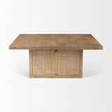 Mercana Grier 42" Square Light Brown Wood w/ Cane Coffee Table