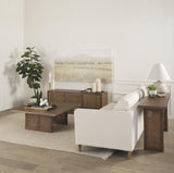 Mercana Grier 42" Square Medium Brown Solid Wood w/ Cane Coffee Table