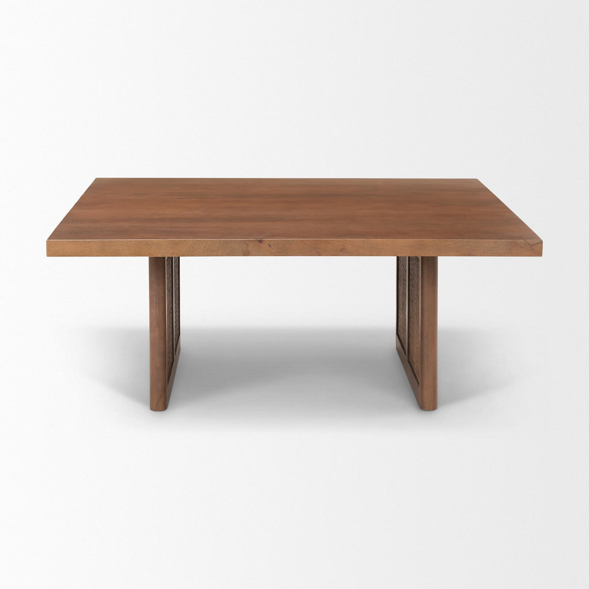 Mercana Grier 42" Square Medium Brown Solid Wood w/ Cane Coffee Table