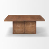 Mercana Grier 42" Square Medium Brown Solid Wood w/ Cane Coffee Table