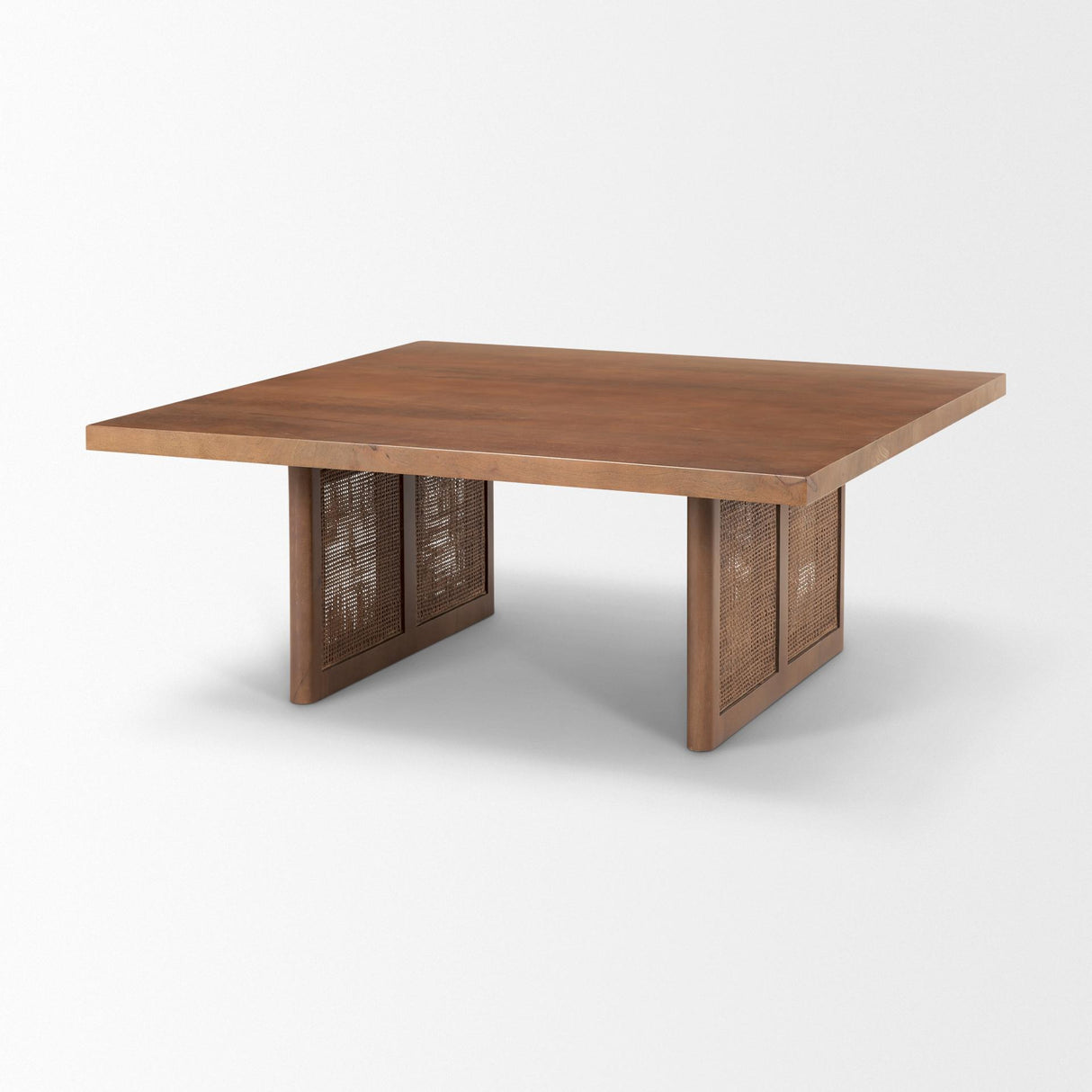 Mercana Grier 42" Square Medium Brown Solid Wood w/ Cane Coffee Table