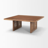 Mercana Grier 42" Square Medium Brown Solid Wood w/ Cane Coffee Table