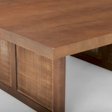 Mercana Grier 42" Square Medium Brown Solid Wood w/ Cane Coffee Table