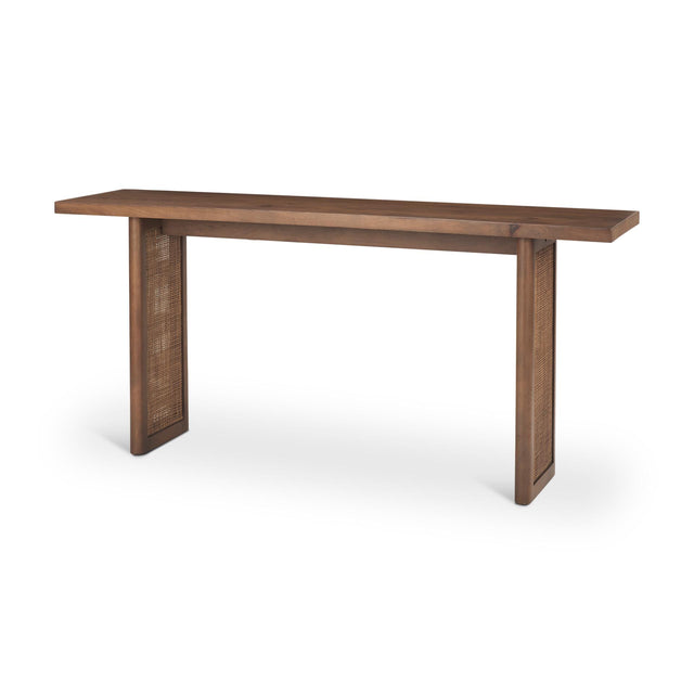 Mercana Grier Medium Brown Solid Wood w/ Cane Console Table