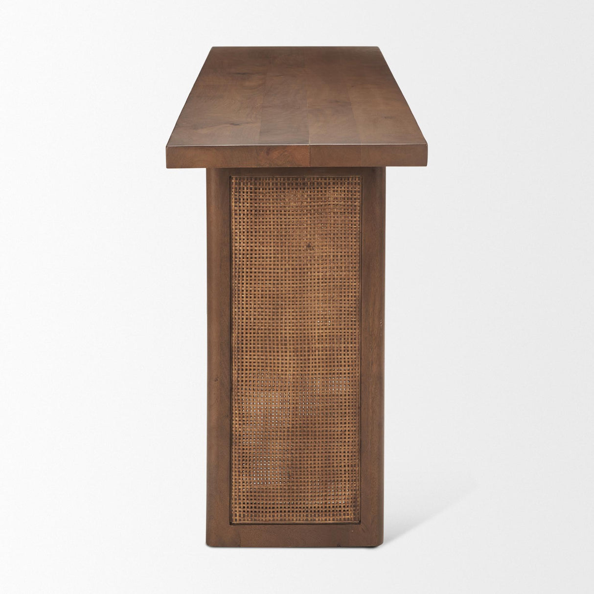 Mercana Grier Medium Brown Solid Wood w/ Cane Console Table
