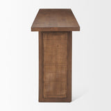 Mercana Grier Medium Brown Solid Wood w/ Cane Console Table