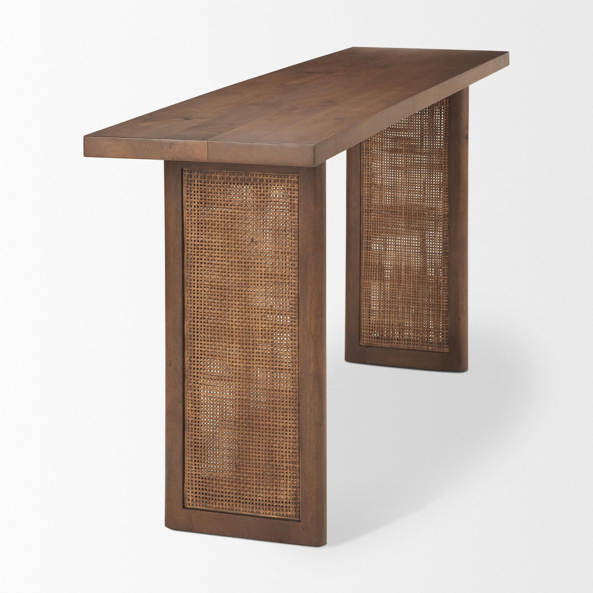 Mercana Grier Medium Brown Solid Wood w/ Cane Console Table