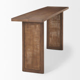 Mercana Grier Medium Brown Solid Wood w/ Cane Console Table