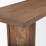 Mercana Grier Medium Brown Solid Wood w/ Cane Console Table