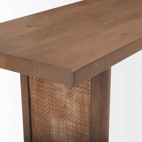 Mercana Grier Medium Brown Solid Wood w/ Cane Console Table