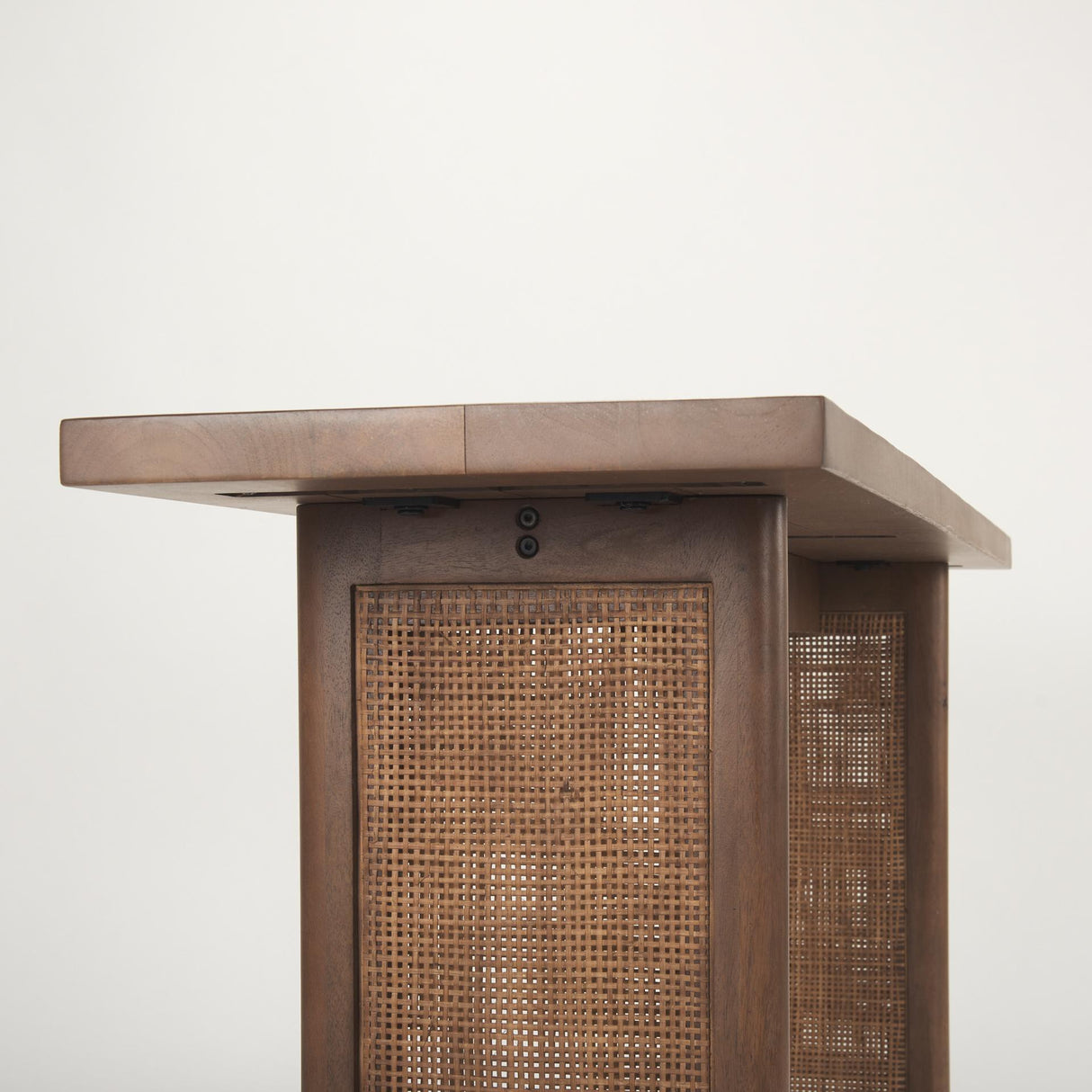 Mercana Grier Medium Brown Solid Wood w/ Cane Console Table